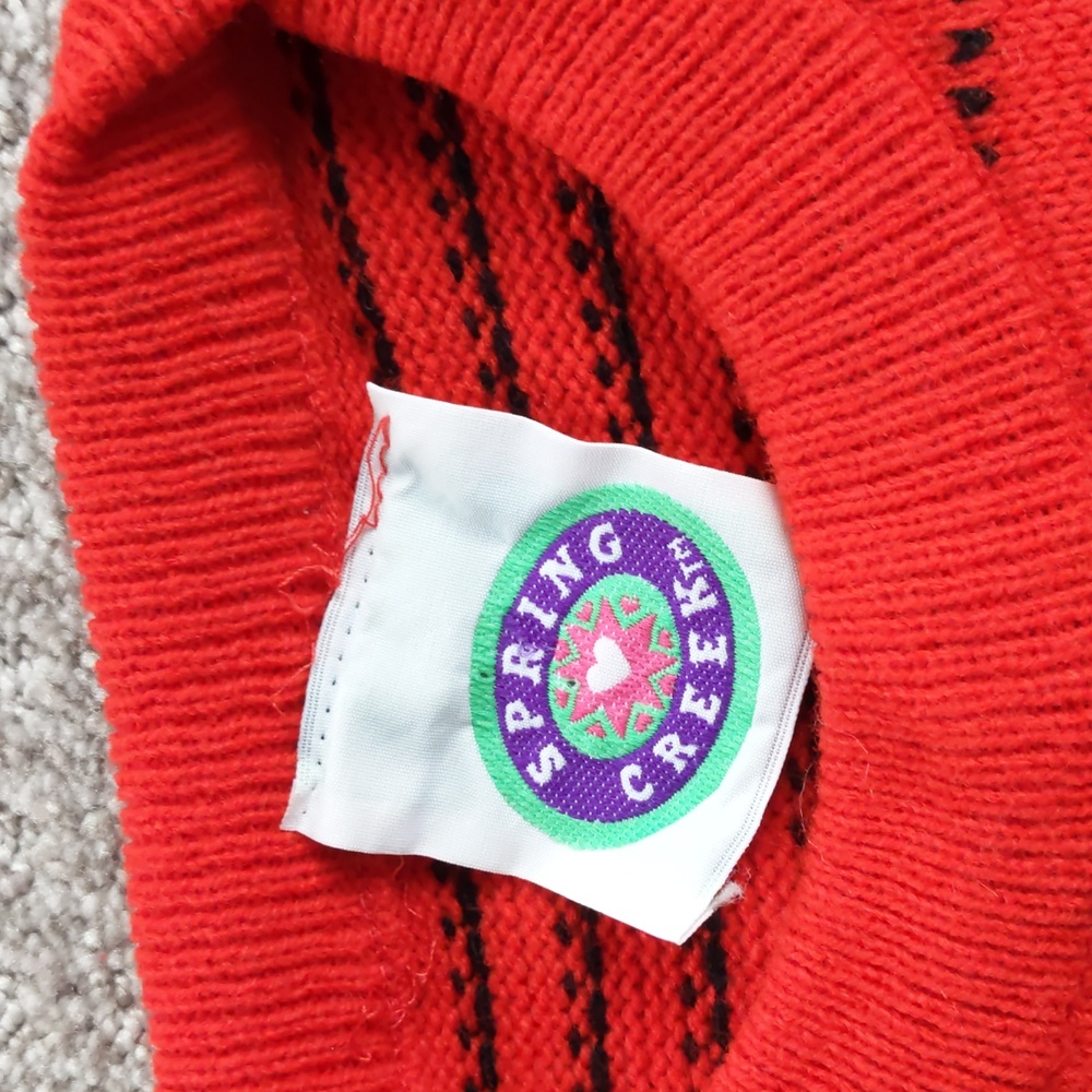 ADORABLE Vintage Kids Red/White Sheep Knit Sweater, Size 5-7 🐑♥️ - Picture 5 of 9